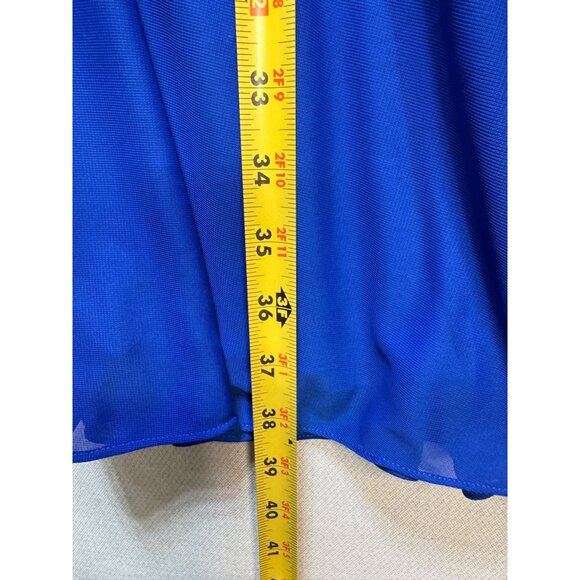 Davids Bridal One Shoulder Cocktail Dress Womens Size 10 Blue Lace Chiffon Party - Picture 7 of 10